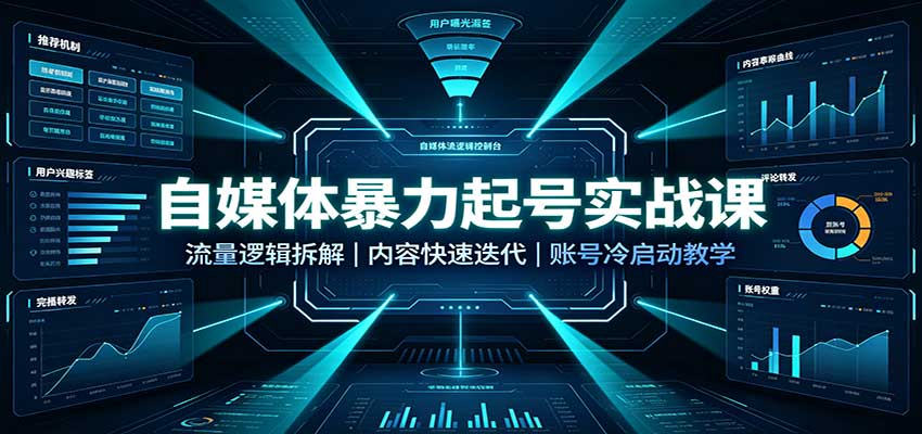 自媒体暴力起号实战课：流量逻辑拆解，内容快速迭代，账号冷启动教学-藏宝阁