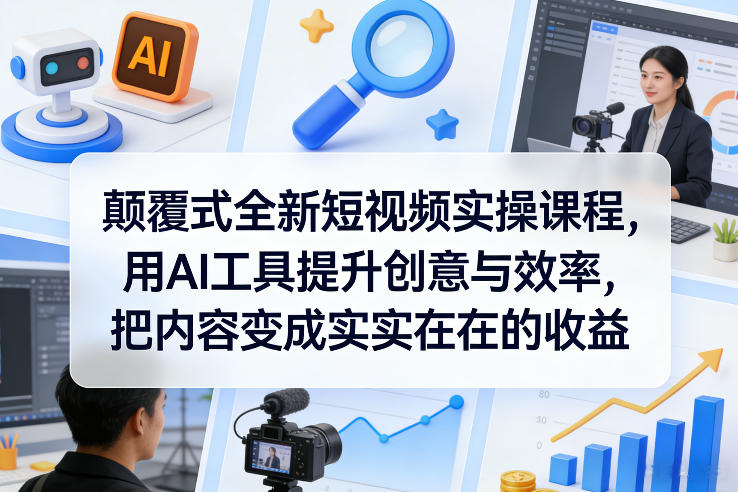 颠覆式全新短视频实操课程，用AI工具提升创意与效率，把内容变成实实在在的收益-藏宝阁