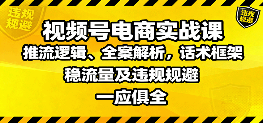 视频号电商实战课：推流逻辑、全案解析，话术框架，稳流量及违规规避等-藏宝阁