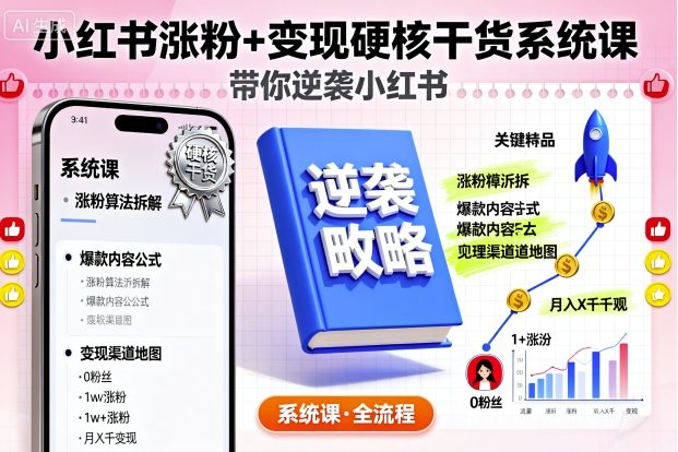 小红书涨粉+变现硬核干货系统课，带你逆袭小红书-藏宝阁