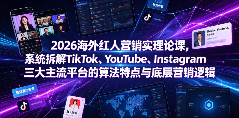 2026海外红人营销实理论课，系统拆解TikTok、YouTube、Instagram三大主流平台的算法特点与底层营销逻辑-藏宝阁