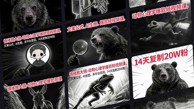 情绪放大镜-动物心理学爆款短视频课，文案公式、AI生图、多平台变现，14天复制20W粉-藏宝阁