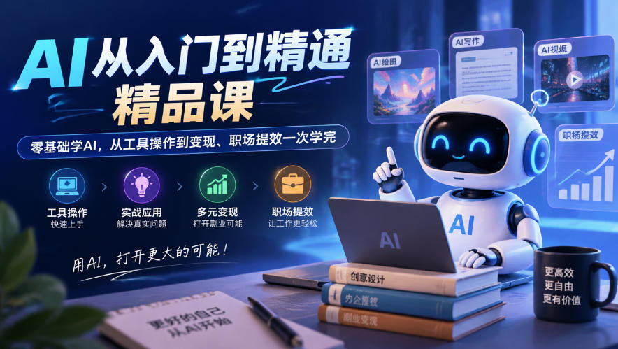 AI从入门到精通精品课，零基础学AI，从工具操作到变现、职场提效一次学完-藏宝阁