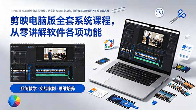 剪映电脑版全套系统课程，从零讲解软件各项功能，结合海量实战案例培养专业剪辑思维-藏宝阁