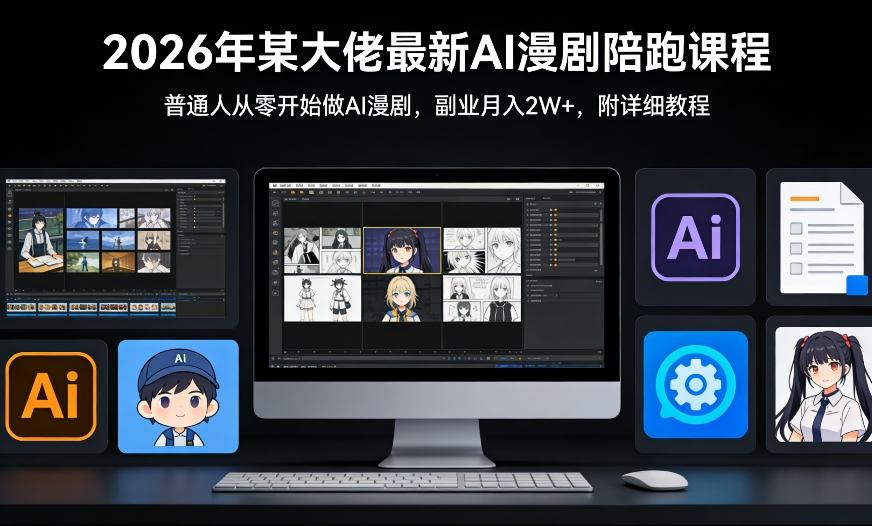 26年某大佬最新Ai漫剧陪跑课程，普通人从零开始做AI漫剧，副业月入2W+-藏宝阁