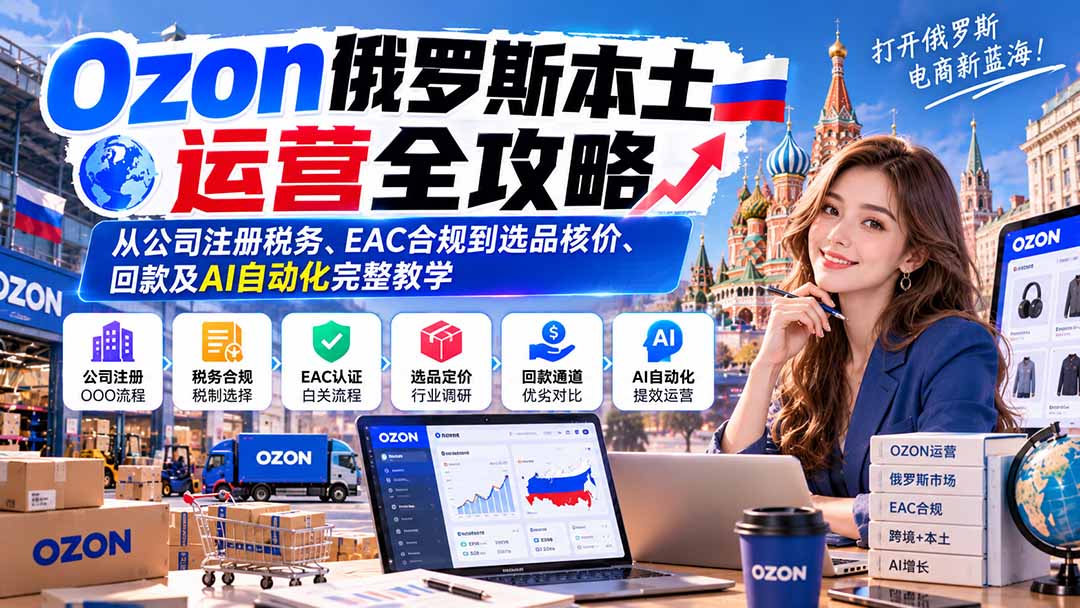 Ozon俄罗斯本土运营全攻略：从公司注册税务、EAC合规到选品核价、回款及AI自动化完整教学-藏宝阁
