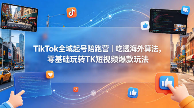 TikTok全域起号陪跑营｜吃透海外算法，零基础玩转TK短视频爆款玩法-藏宝阁