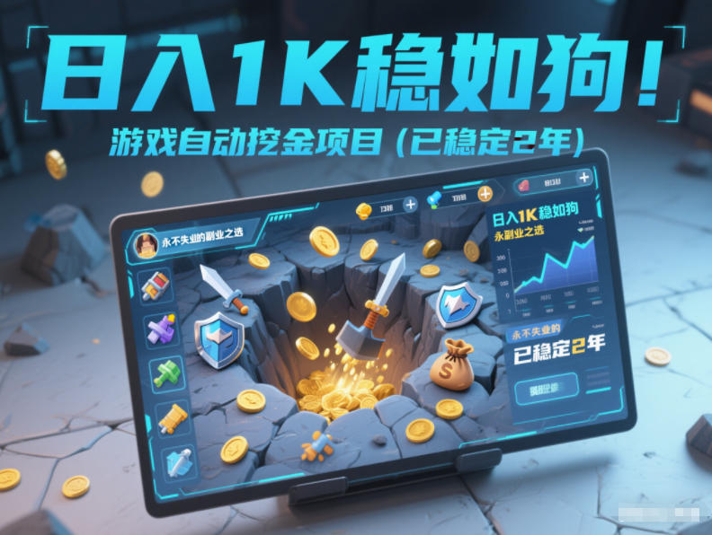 日入1K稳如狗！游戏自动挖金项目(已稳定2年)，永不失业的副业之选【揭秘】-藏宝阁