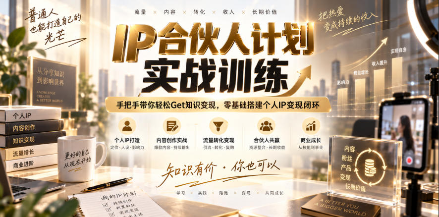 IP合伙人计划实战训练，手把手带你轻松Get知识变现，零基础搭建个人IP变现闭环(更新260908)-藏宝阁
