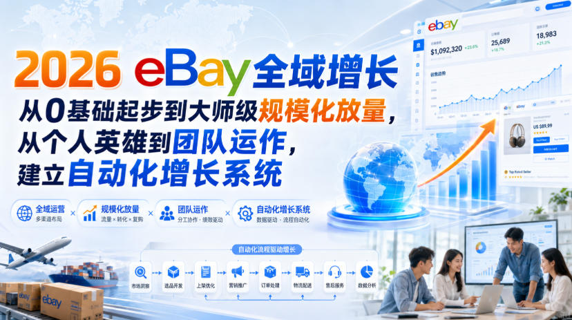 2026 eBay全域增长，从0基础起步到大师级规模化放量，从个人英雄到团队运作，建立自动化增长系统-藏宝阁