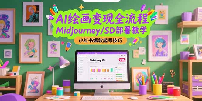 AI绘画变现全流程，Midjourney/SD部署教学，小红书爆款起号技巧-藏宝阁