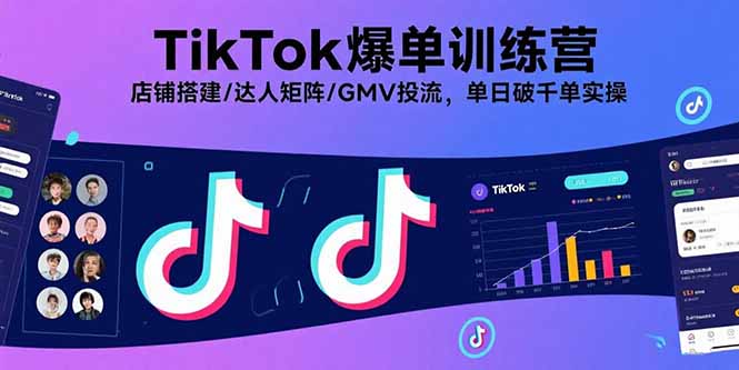 TikTok爆单训练营，店铺搭建/达人矩阵/GMV投流，单日破千单实操-藏宝阁