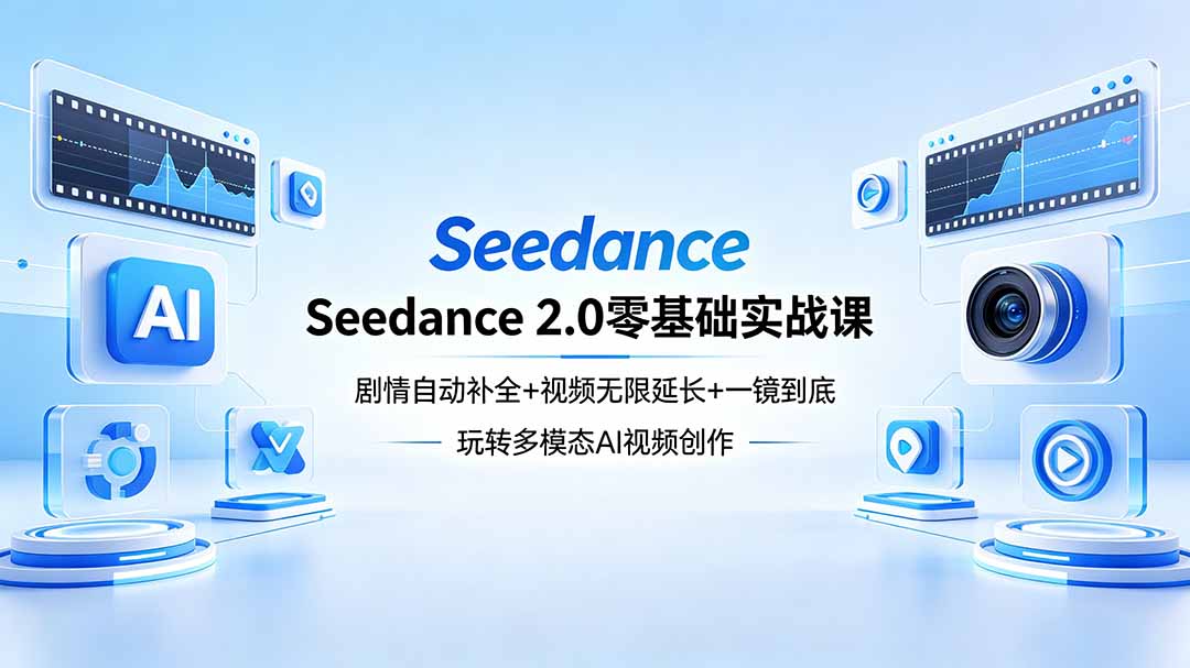 Seedance 2.0零基础实战课：剧情自动补全+视频无限延长+一镜到底：玩转多模态AI视频创作-藏宝阁