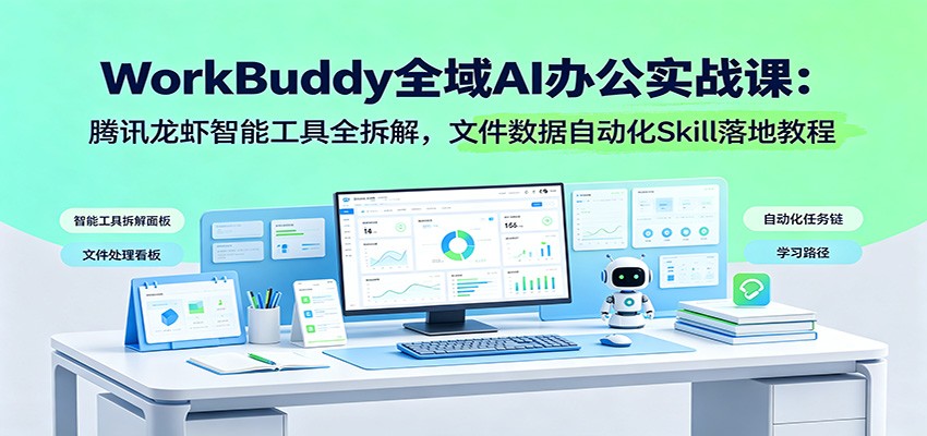 WorkBuddy全域AI办公实战课：腾讯龙虾智能工具全拆解，文件数据自动化Skill落地教程-藏宝阁