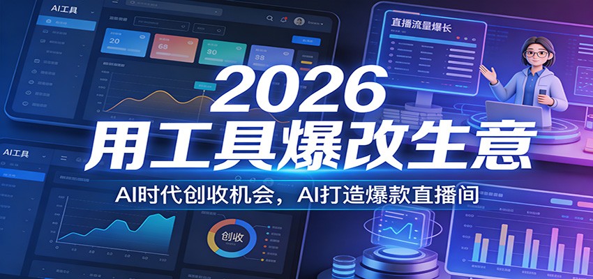 2026用工具爆改生意，AI时代创收机会，AI打造爆款直播间-藏宝阁