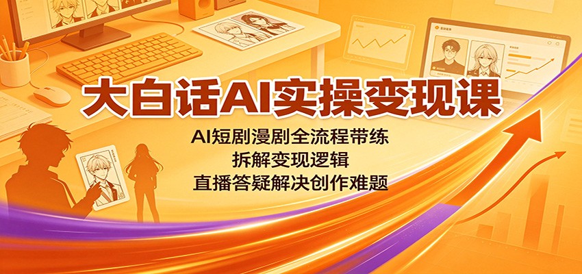 大白话AI实操变现课：AI短剧漫剧全流程带练，拆解变现逻辑，直播答疑解决创作难题-藏宝阁