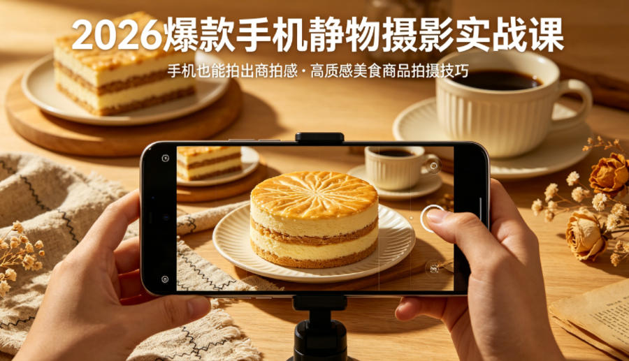 2026爆款手机静物摄影实战课，手机也能拍出商拍感，学会拍出高质感美食商品-藏宝阁