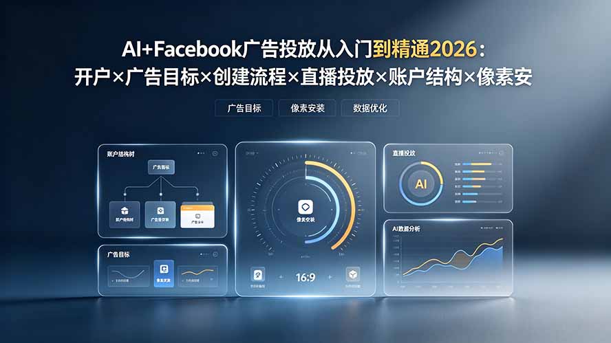 AI+Facebook广告投放从入门到精通2026：开户×广告目标×创建流程×直播投放×账户结构×像素安装×AI赋能-藏宝阁