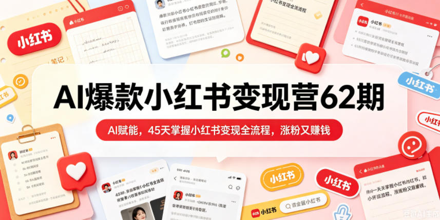 AI爆款小红书变现营62期2026年5月，AI赋能，45天掌握小红书变现全流程，涨粉又賺钱-藏宝阁