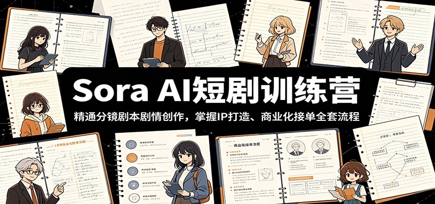Sora AI短剧训练营：精通分镜剧本剧情创作，掌握IP打造、商业化接单全套流程-藏宝阁