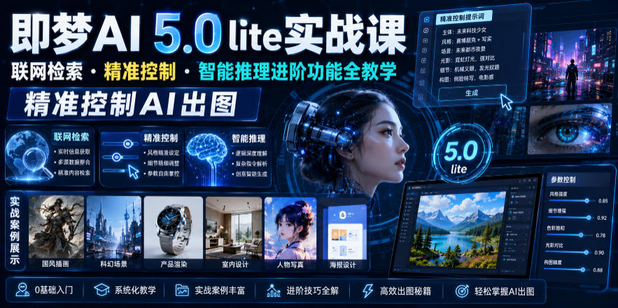 即梦AI 5.0 lite实战课，联网检索・精准控制・智能推理进阶功能全教学，精准控制AI出图-藏宝阁