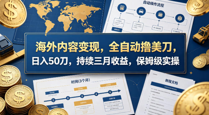 海外内容变现，全自动撸美刀，日入50刀，持续三月收益，保姆级实操【揭秘】-藏宝阁