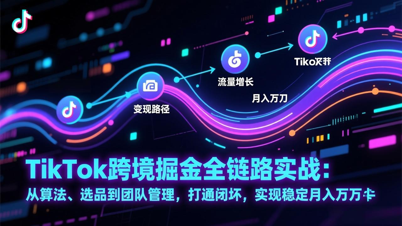TikTok跨境掘金全链路实战：从算法、选品到团队管理，打通闭环，实现稳定月入万刀-藏宝阁