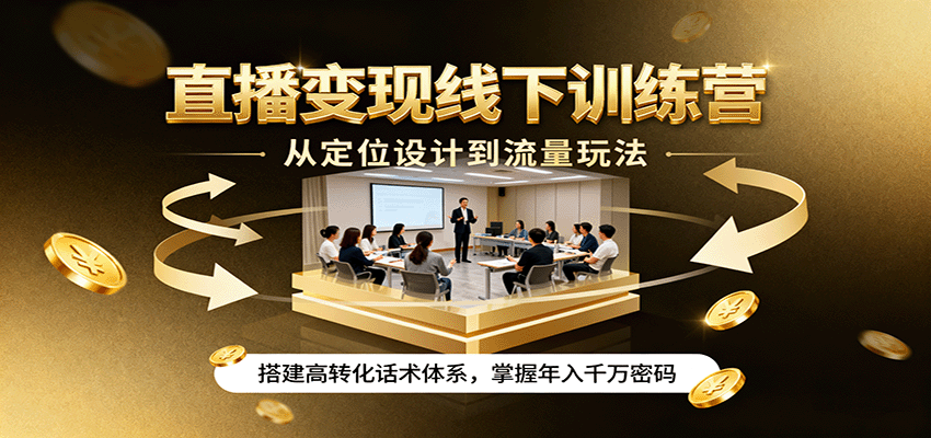直播变现线下训练营，从定位设计到流量玩法，搭建高转化话术体系，掌握年入千万密码-藏宝阁