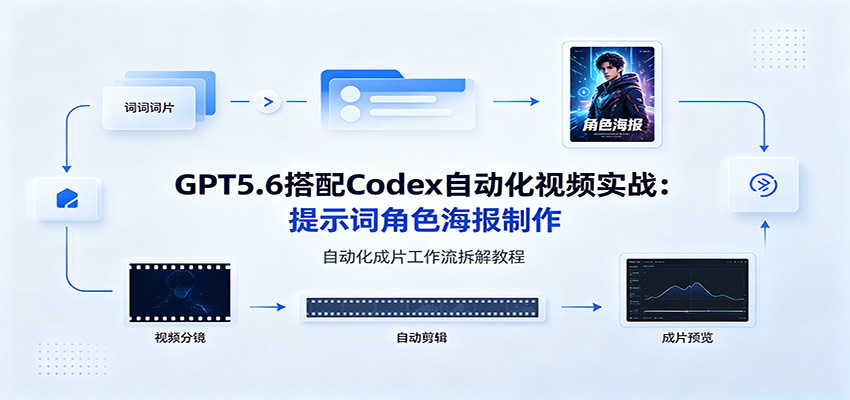 GPT5.6搭配Codex自动化视频实战：提示词角色海报制作，自动化成片工作流拆解教程-藏宝阁