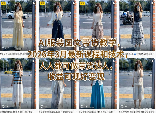 AI服装图文带货教学，2026年3月最新课程和技术，人人都可做带货达人，收益可观好变现-藏宝阁