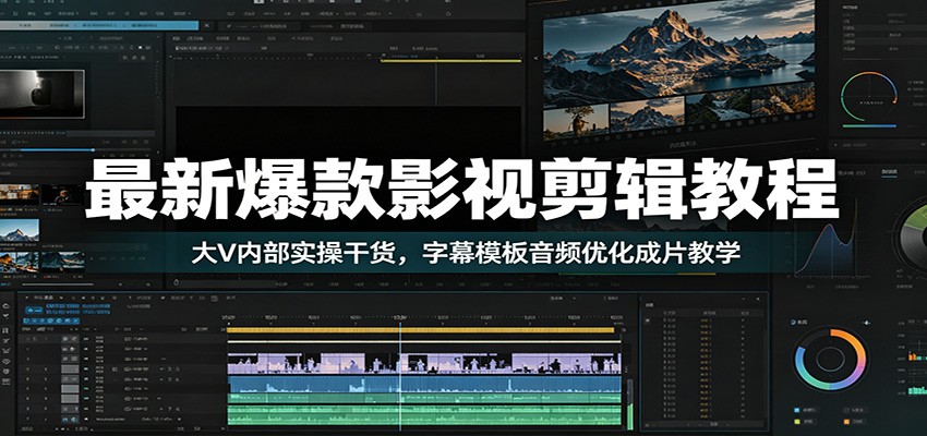 最新爆款影视剪辑教程：大V内部实操干货，字幕模板音频优化成片教学-藏宝阁