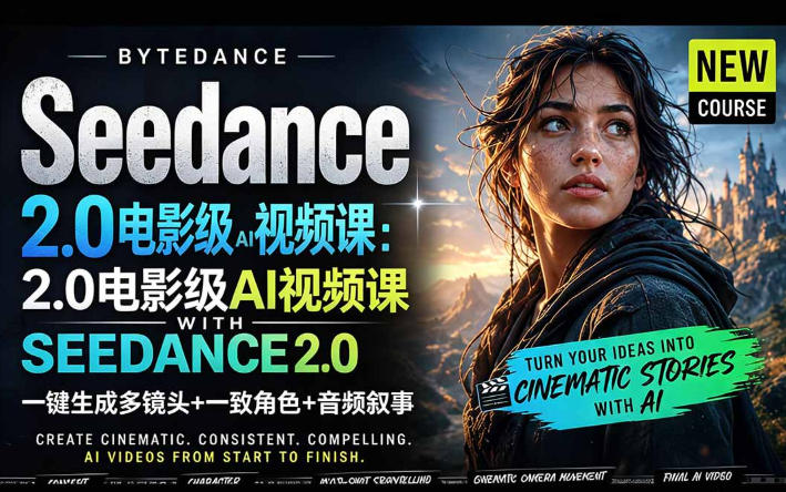 字节跳动的Seedance 2.0 AI电影视频生成制作教程，一键生成多镜头+一致角色+音频叙事-中英字幕-藏宝阁