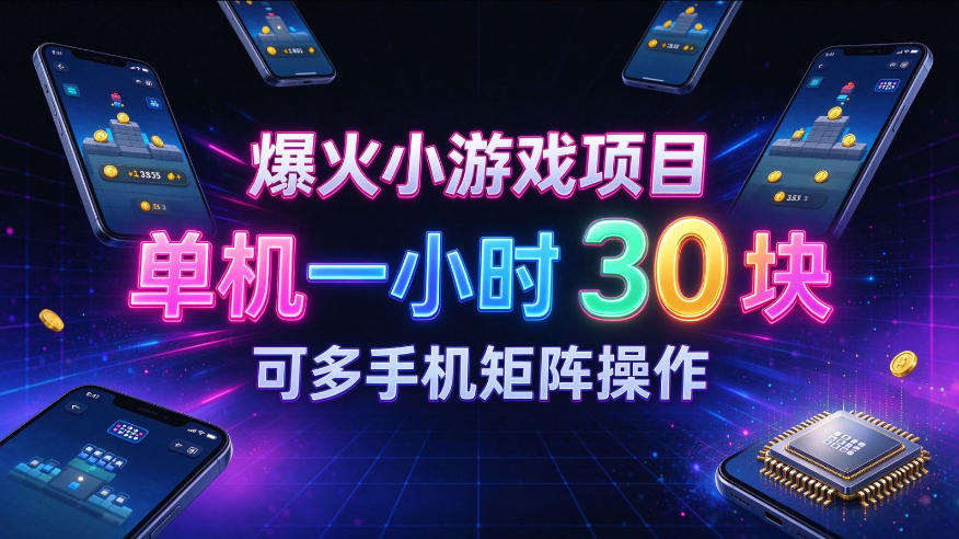 爆火小游戏撸金项目，实测单机一小时30+，可多手机矩阵操作，新手看完一遍就能上手【揭秘】-藏宝阁