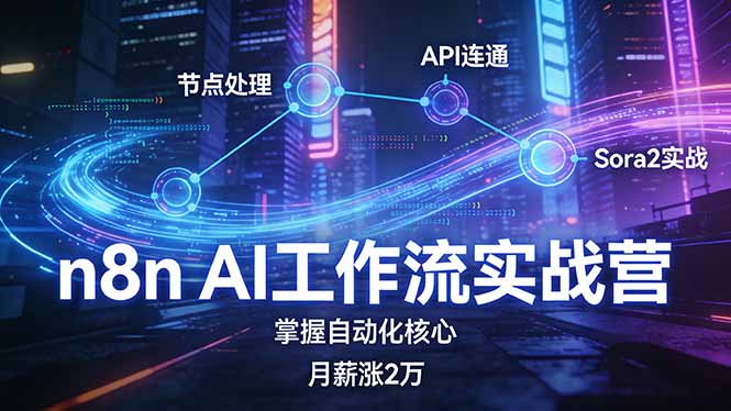 n8n AI工作流实战营，节点处理+API连通+Sora2实战，掌握自动化核心月薪涨2万-藏宝阁