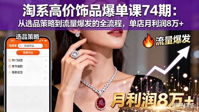 淘系高价饰品爆单课74期：从选品策略到流量爆发的全流程，单店月利润8万+-藏宝阁