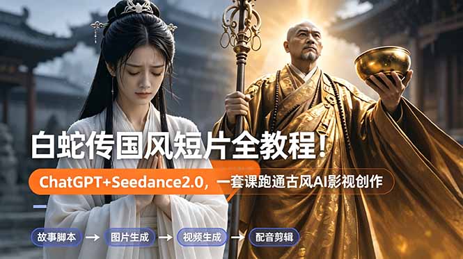 白蛇传-国风短片全教程！ChatGPT+Seedance2.0，一套课跑通古风AI影视创作-藏宝阁