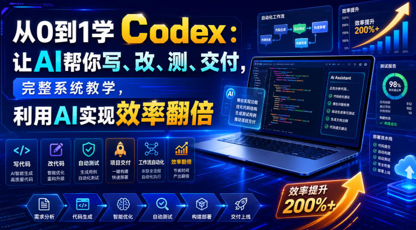 从0到1学Codex：让AI帮你写、改、测、交付，完整系统教学，利用AI实现效率翻倍-藏宝阁