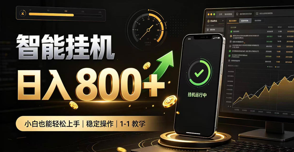 零值守智能挂G，副业高效增收居家智能挂G，新手也能日入800【揭秘】-藏宝阁