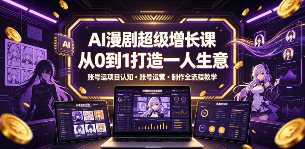 AI漫剧超级增长课，从0到1打造一人生意，项目认知・账号运营・制作全流程教学-藏宝阁