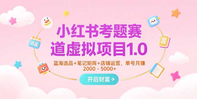 小红书考题赛道虚拟项目1.0，蓝海选品+笔记矩阵+店铺运营，单号月赚5000+-藏宝阁