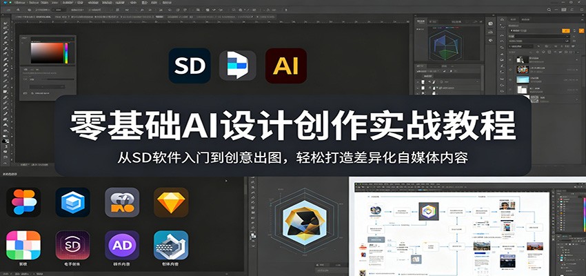 零基础AI设计创作实战教程：从SD软件入门到创意出图，轻松打造差异化自媒体内容-藏宝阁