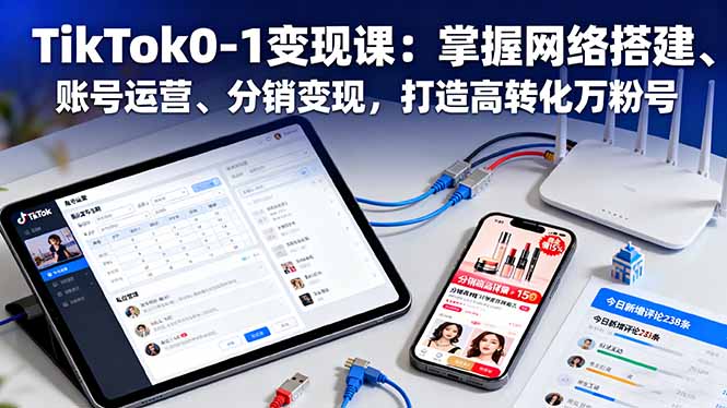 TikTok0-1变现课：掌握网络搭建、账号运营、分销变现，打造高转化万粉号-藏宝阁