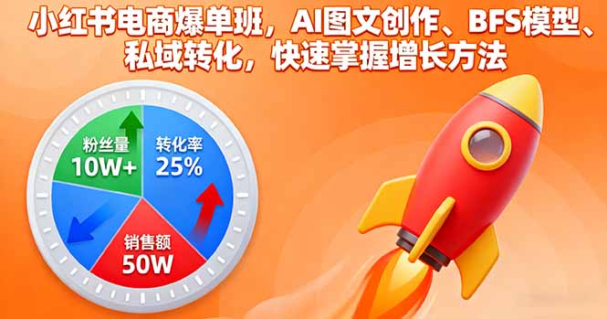 小红书电商爆单班，AI图文创作、BFS模型、私域转化，快速掌握增长方法-藏宝阁