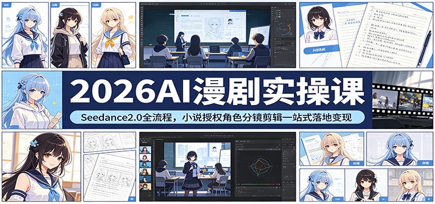 2026AI漫剧实操课：Seedance2.0全流程，小说授权角色分镜剪辑一站式落地变现-藏宝阁