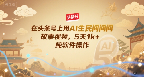 在头条号上用AI生民间故事视频，5天1k+，纯软件操作-藏宝阁