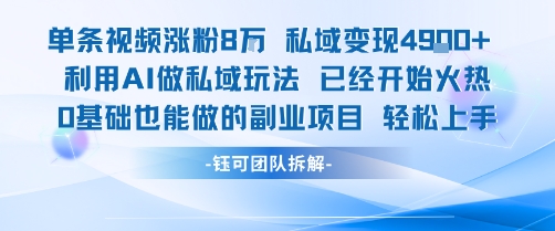 单条视频私域变现4.9k+利用AI做私域玩法 已经开始火热0基础也能做的副业项目轻松上手-藏宝阁