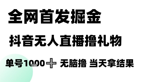 全网首发掘金抖音无人直播撸礼物，单号1k +无脑撸，当天拿结果【揭秘】-藏宝阁