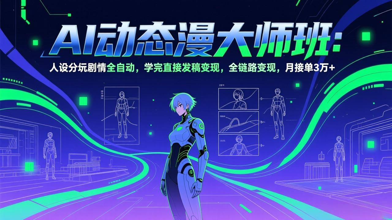 AI动态漫剧大师班：人设分镜剧情全自动，学完直接发稿变现，全链路变现，月接单3万+-藏宝阁