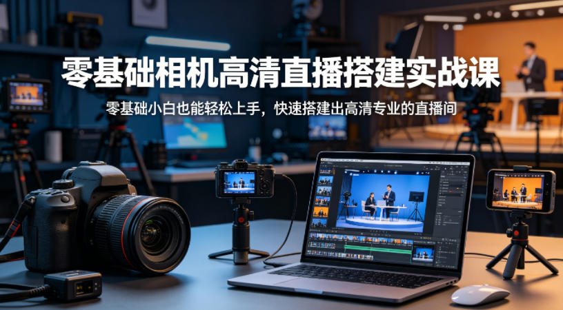 零基础相机高清直播间搭建实战课，小白也能轻松上手，快速搭建出高清专业的直播间-藏宝阁