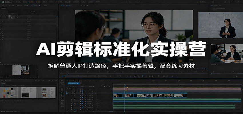 AI剪辑标准化实操营：拆解普通人IP打造路径，手把手实操剪辑，配套练习素材-藏宝阁